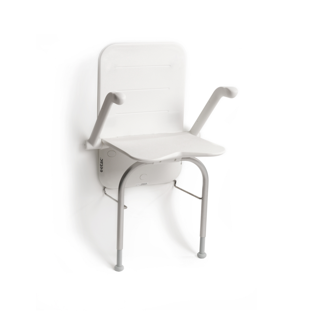 Etac Relax -suihkutuoli, valkoinen - arm supports and supporting legs