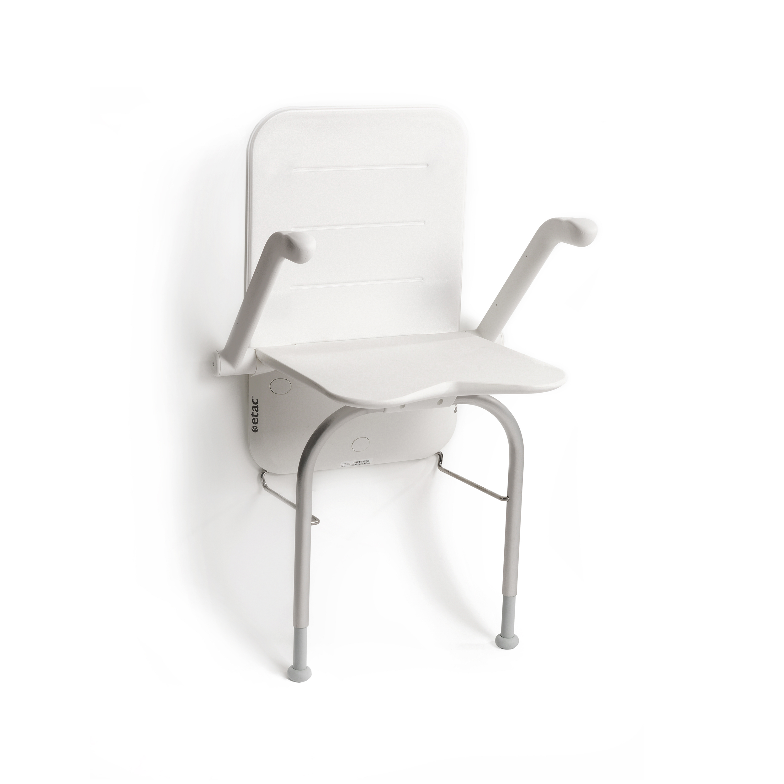 Etac Relax -suihkutuoli, valkoinen - arm supports and supporting legs