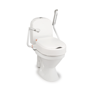 Etac Hi-Loo -kiinteä wc-korotus, 10 cm - harmaa käsituki ylhäällä