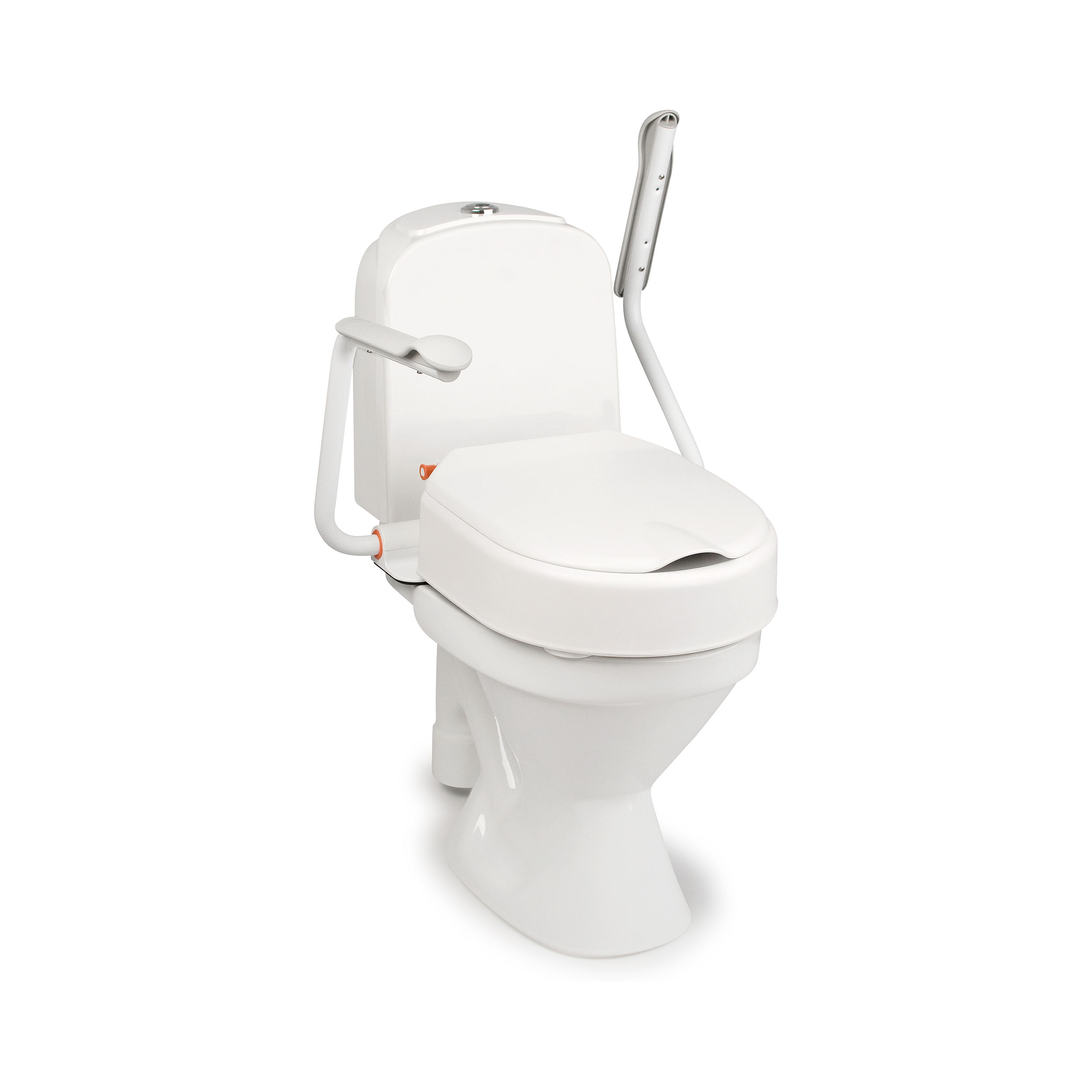 Etac Hi-Loo -kiinteä wc-korotus, 10 cm - harmaa käsituki ylhäällä