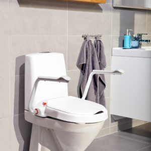 Etac Hi-Loo -kiinteä wc-korotus, 6 cm - harmaa, käsituet, kylpyhuone