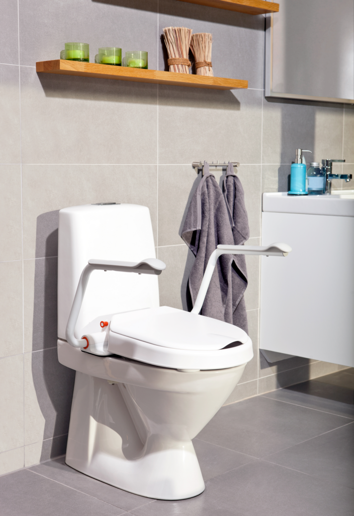 Etac Hi-Loo -kiinteä wc-korotus, 6 cm - harmaa, käsituet, kylpyhuone