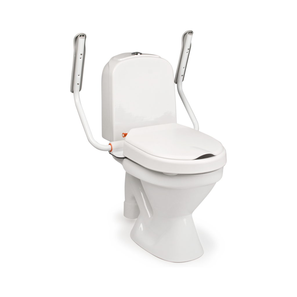 Etac Hi-Loo -kiinteä wc-korotus, 6 cm - harmaa, käsituet ylhäällä