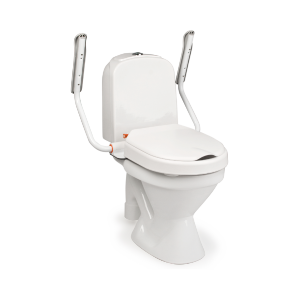 Etac Hi-Loo -kiinteä wc-korotus, 6 cm - harmaa, käsituet ylhäällä