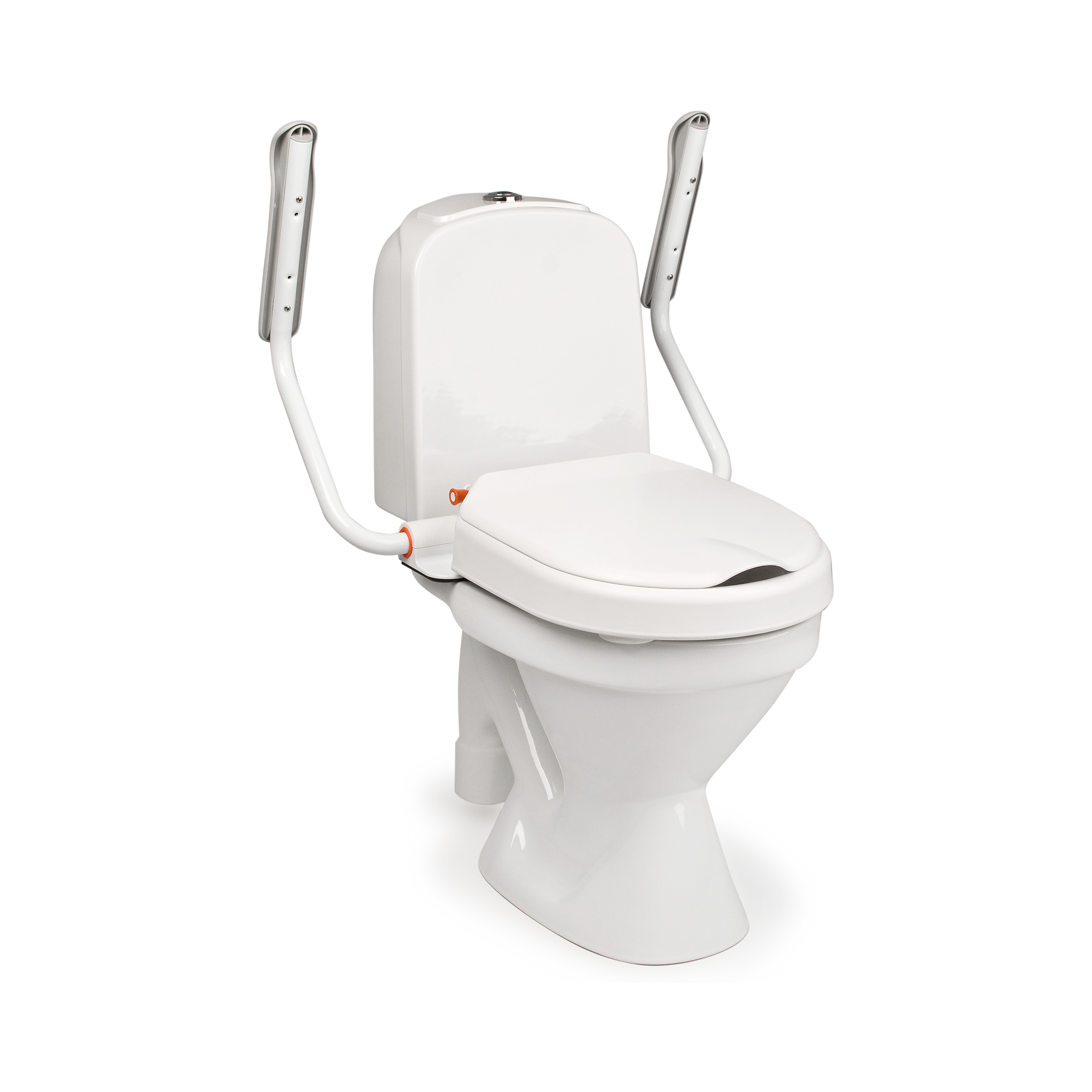 Etac Hi-Loo -kiinteä wc-korotus, 6 cm - harmaa, käsituet ylhäällä