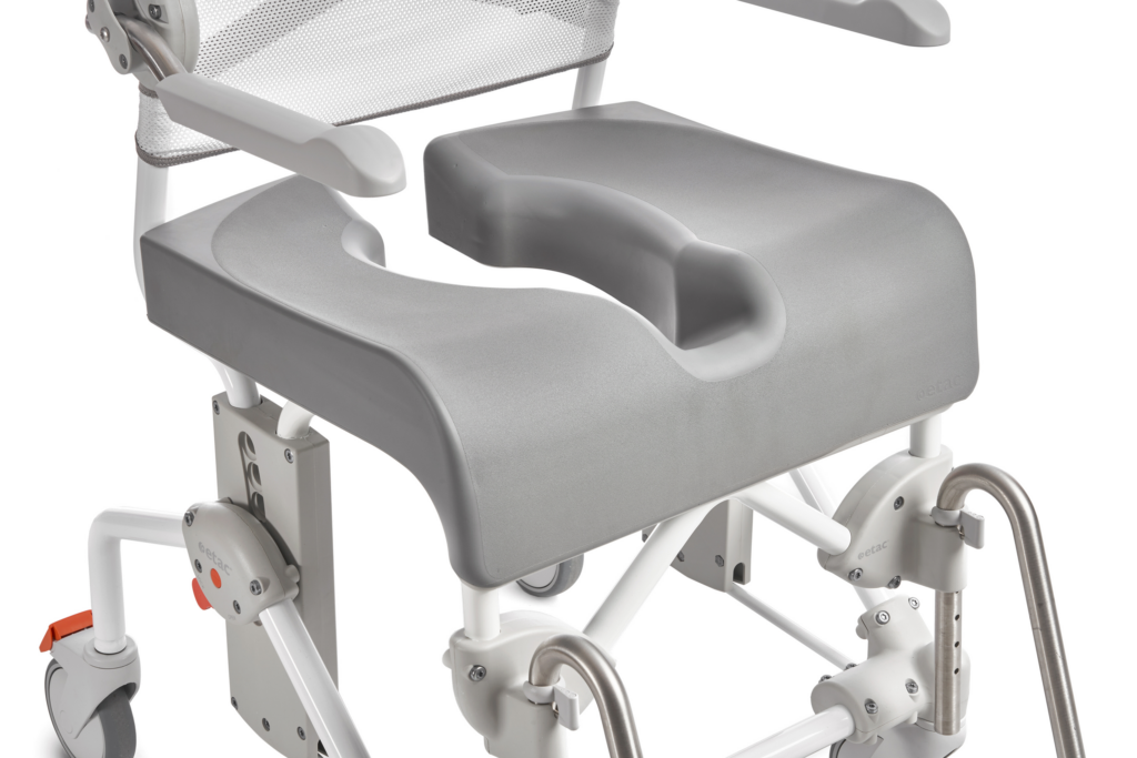 Etac Swift Mobil Tilt-2 - kallistettava wc- ja suihkutuoli - soft comfort seat 4 cm rear opening