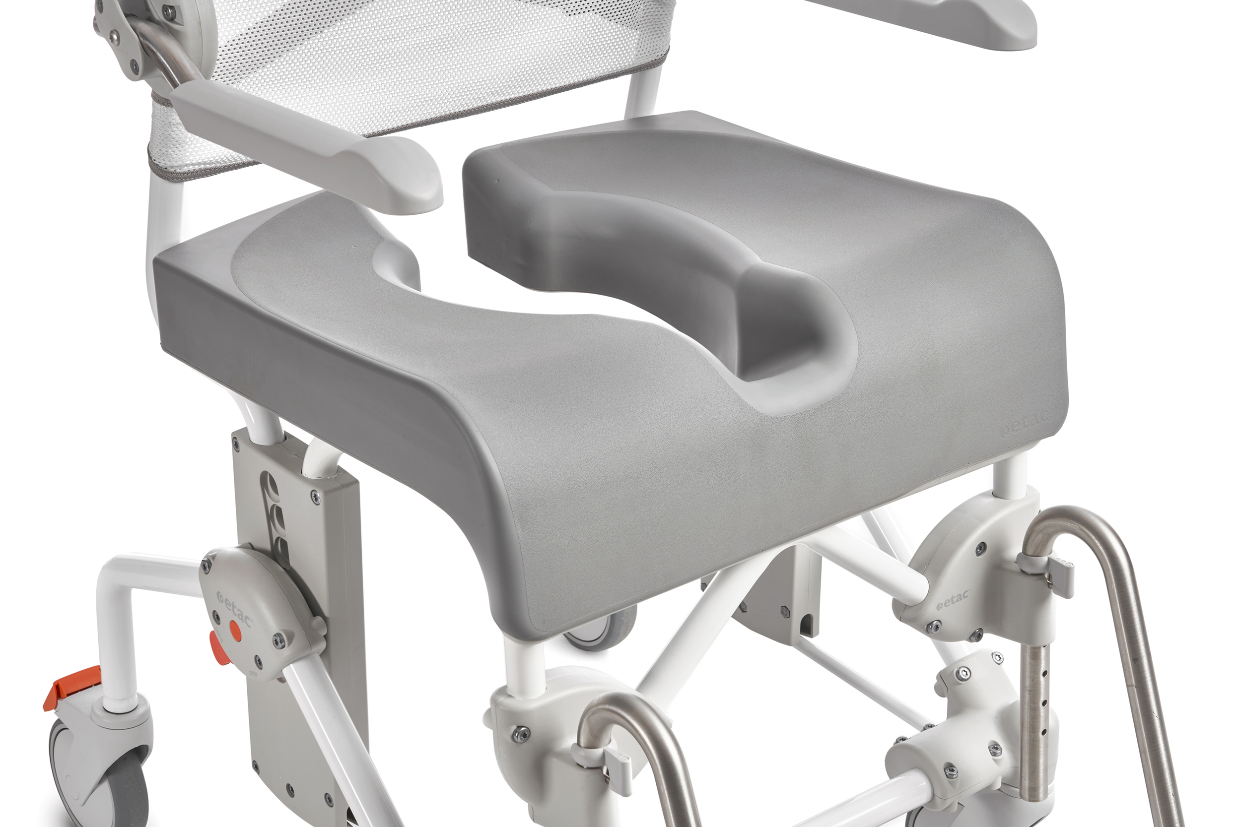 Etac Swift Mobil Tilt-2 - kallistettava wc- ja suihkutuoli - soft comfort seat 4 cm rear opening