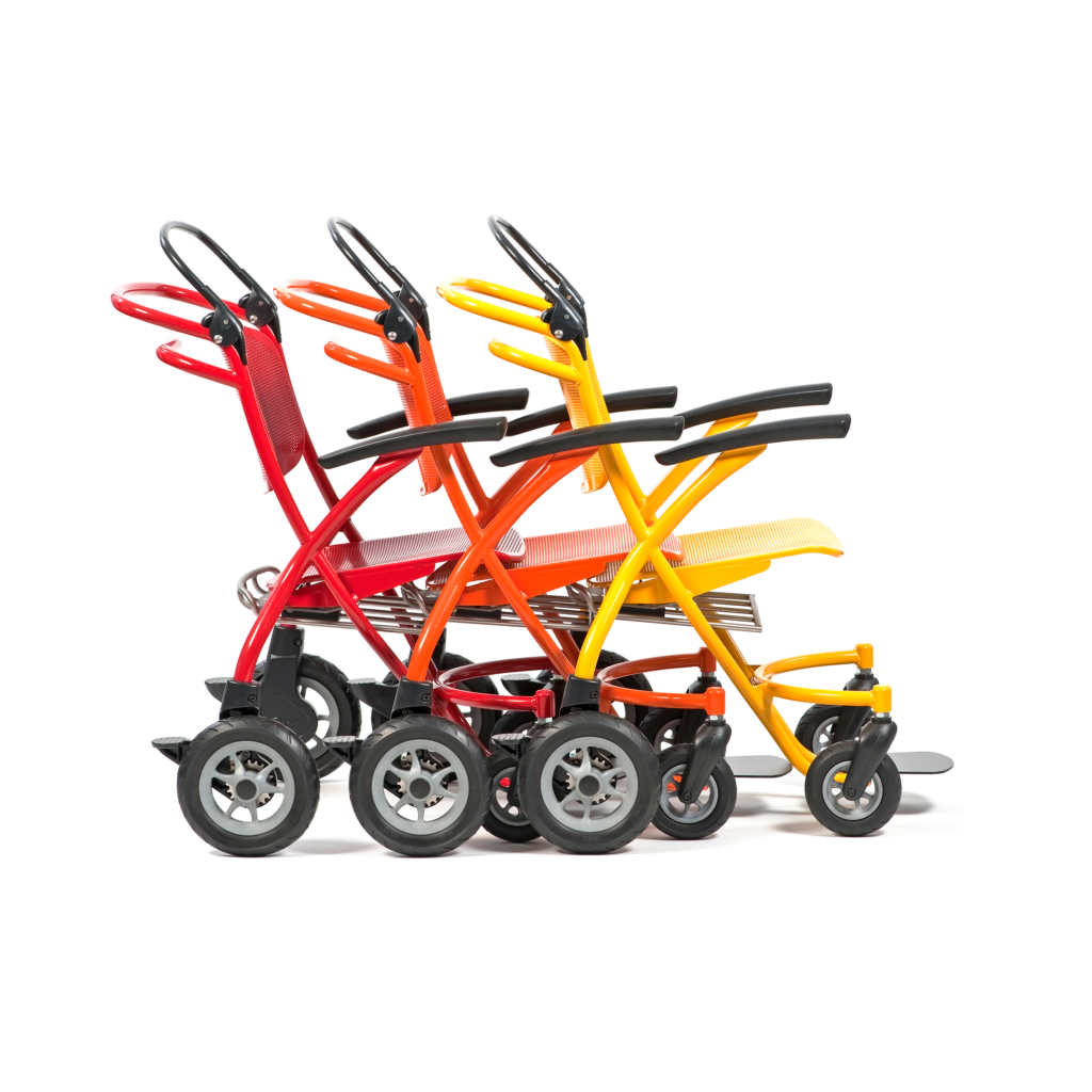 Life&Mobility-Axi2Go -kuljetustuoli pinottuna