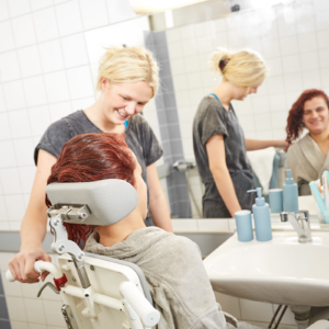R82 Heron -wc- ja suihkutuoli kylpyhuoneessa