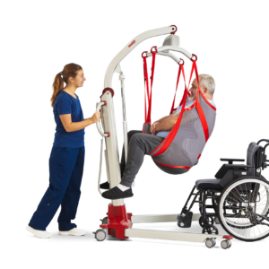 Molift Mover 300 -henkilönostolaite - RgoSling MediumBack Padded -nostoliina - siirto pyörätuoliin