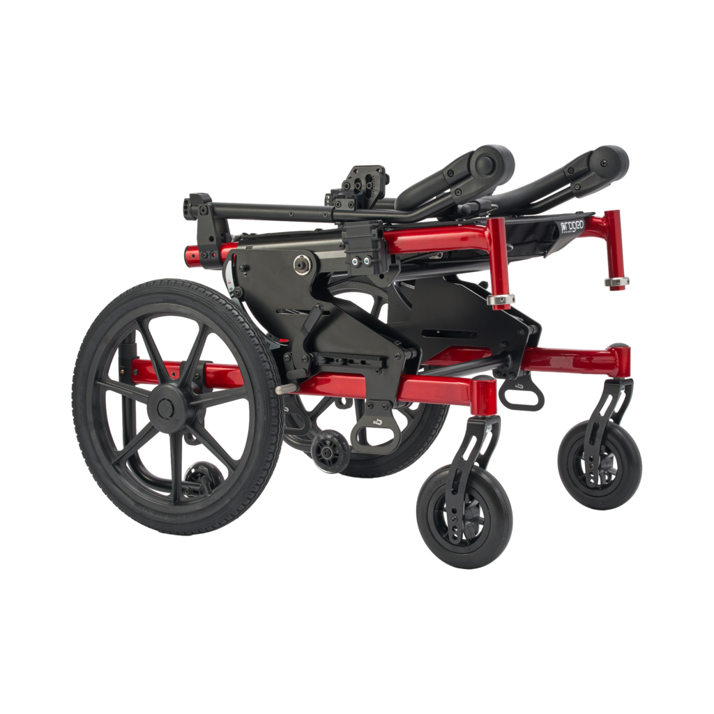 Permobil Progeo Easy Tilt -pyörätuoli kokoontaitettuna
