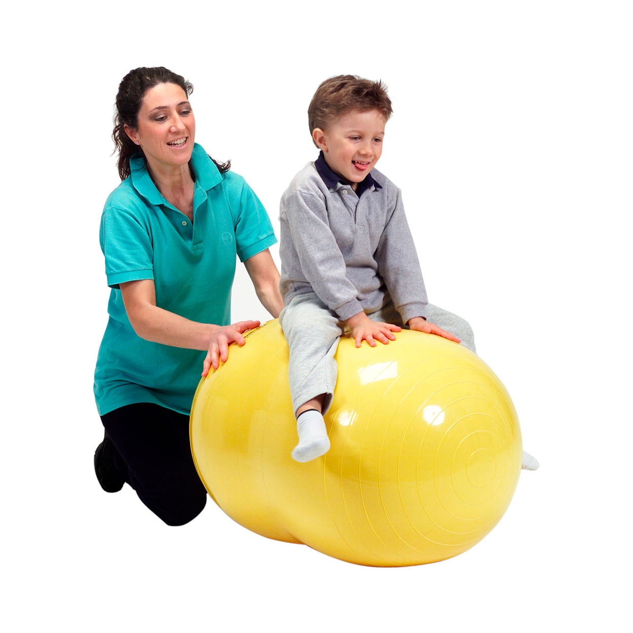 Ledraplastic-papupallo, keltainen - Physio Roll, nainen ja lapsi